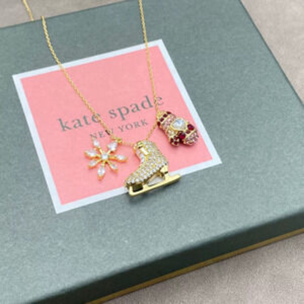kate spade CZ Glove Skate Flower Pendant Necklace